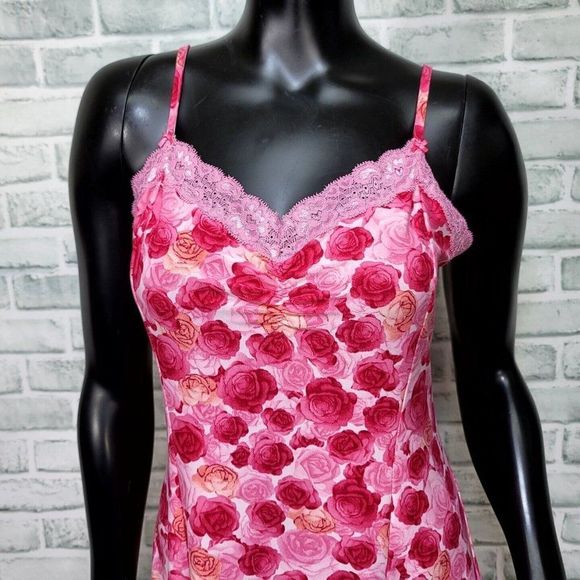 Vintage 90s California Dynasty Expressions Pink‎ Rose Floral Nightgown Chemise - Picture 2 of 7